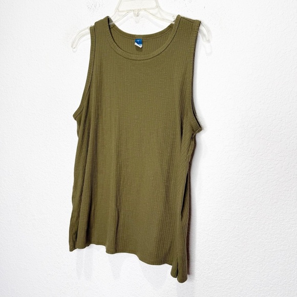 Old Navy Sleeveless Luxe Ribbed High Neck Swing Tank Top in ARBORETUM - Picture 1 of 5